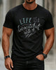 Alohadaddy® Men's Casual Crew Neck Short-Sleeve T-Shirt with Letter Print