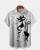 Alohadaddy® Men's Short-Sleeve Casual Cardigan Shirt  Atomic Cat Art Print with Pocket