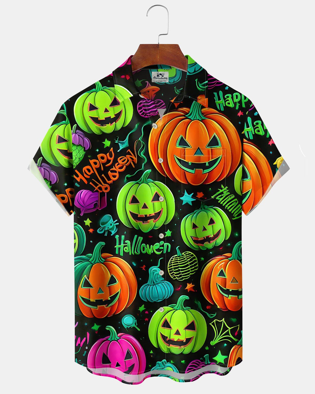 Alohadaddy® Holiday Halloween Graphic Print Button-Down Pocket Cardigan-Style Men&