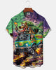 Alohadaddy® Holiday Halloween Graphic Print Button-Down Pocket Cardigan-Style Men's Short-Sleeve Shirt