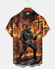 Alohadaddy® Men's Short-Sleeve Button-Down Shirt with Pocket  Retro Rock-n-Roll Halloween Graphic Print