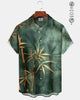 Alohadaddy® Men's Short-Sleeve Button-Down Shirt with Bamboo Print and Chest Pocket