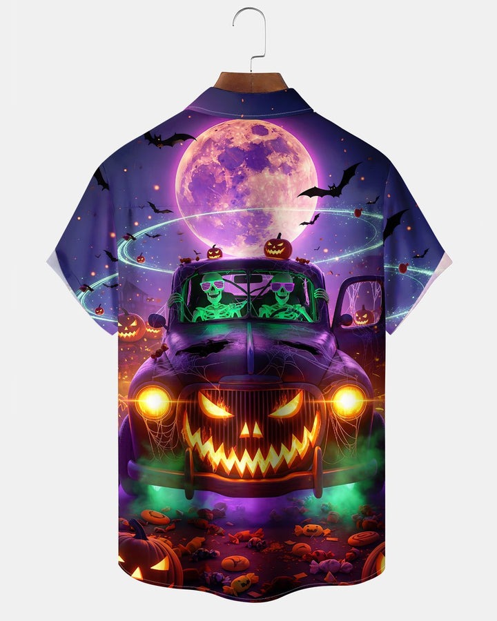 Alohadaddy® Holiday Halloween Graphic Print Button-Down Pocket Cardigan-Style Men&