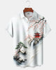 Alohadaddy® Men's Short-Sleeve Button-Down Shirt  Casual "New Chinese Style" Landscape Art Print with Pockets