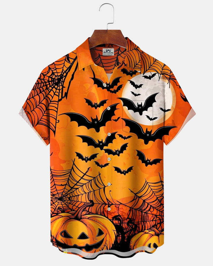 Alohadaddy® Holiday/Halloween Print Button-Down Short-Sleeve Shirt with Pocket