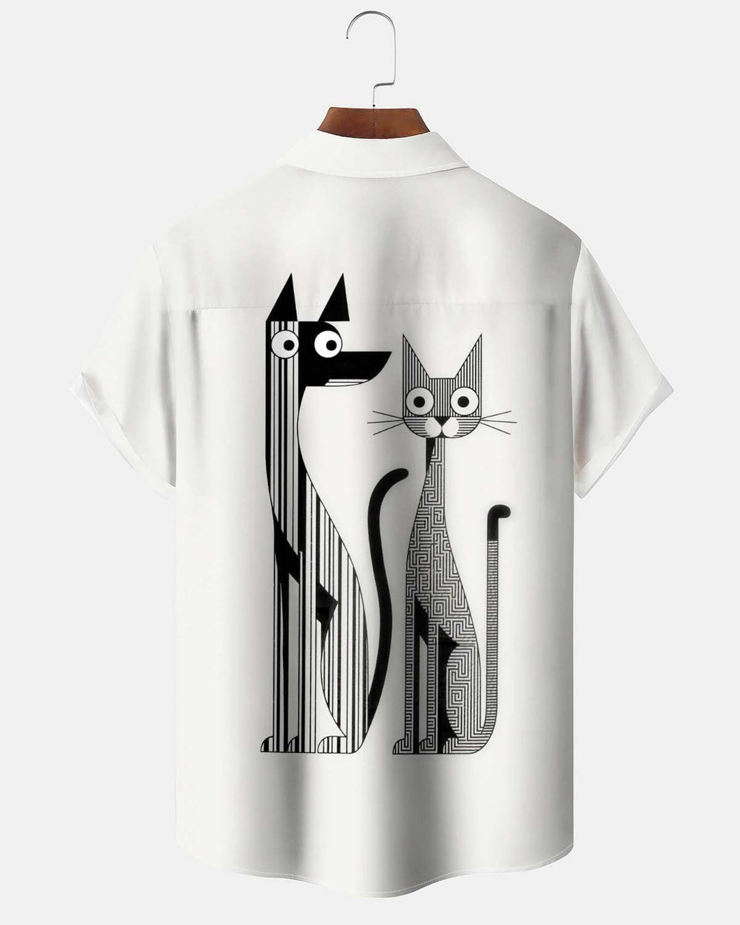 Alohadaddy® Men’s Short-Sleeve Button-Down Cardigan Shirt  Casual Geometric Cat &amp; Dog Print