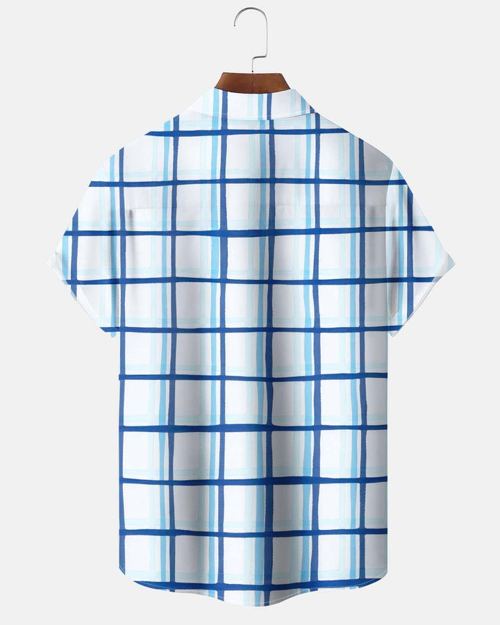 Alohadaddy® Men’s Short-Sleeve Casual Cardigan Shirt  Geometric Art Print, Button-Down with Pocket