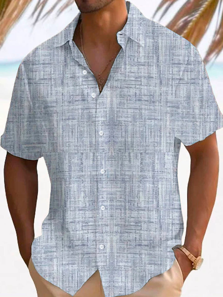 Camisa de manga corta con bolsillos y botones para hombre, con estampado 3D de textura básica retro de Alohadaddy, tallas grandes y altas