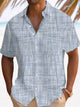 Alohadaddy Retro Basic Texture 3D Print Men's Button Pocket Short Sleeve Shirt Big & Tall