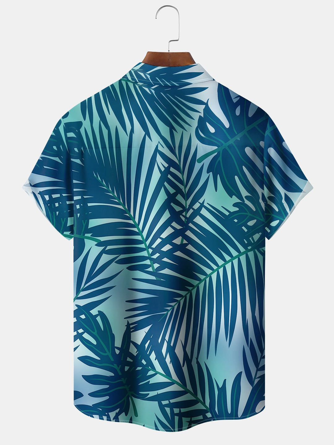 Alohadaddy Hawaiian Casual Plants Palm Leaves Print Art Pockets Buttons Elastic Large Size Shirt