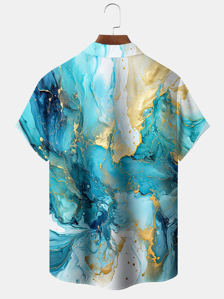 Alohadaddy Hawaiian Casual Abstract Art Button Cardigan Pocket Stretch Oversized Polyester Short Sleeve Shirt