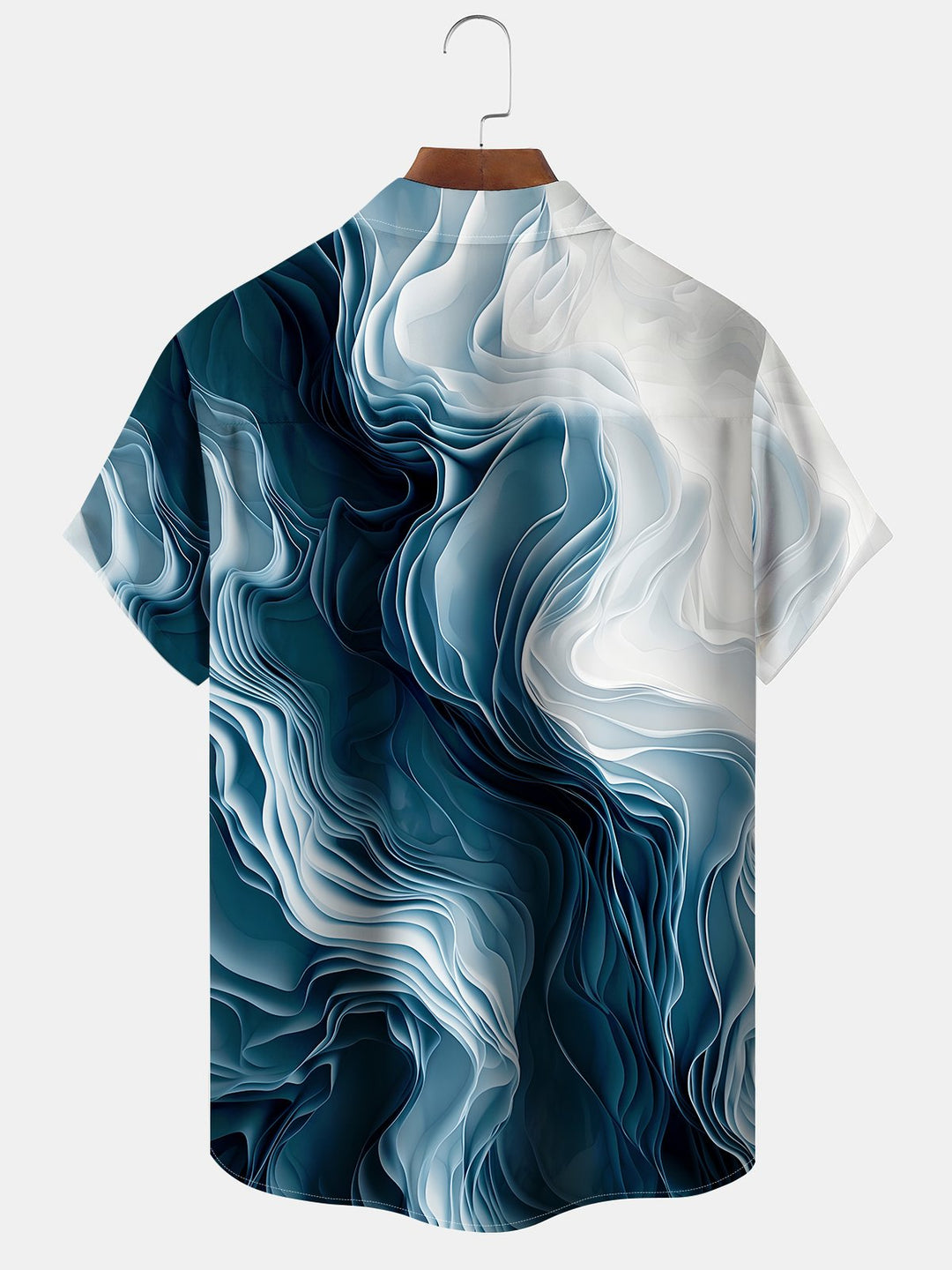 Alohadaddy Casual Collection Gradient Textured Print Art Button Cardigan Pocket Stretch Long Oversized Shirt