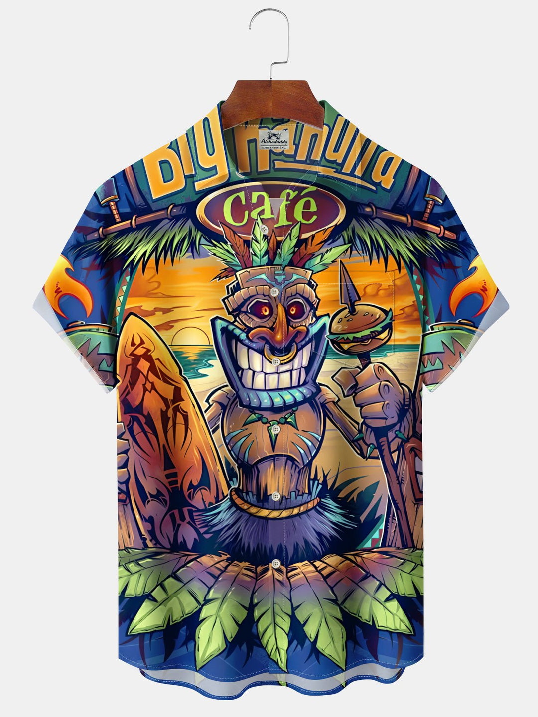 Alohadaddy Hawaiian Vacation Beach Print Art Button Cardigan Pocket Polyester Stretch Large Size Long Short Sleeve Shirt