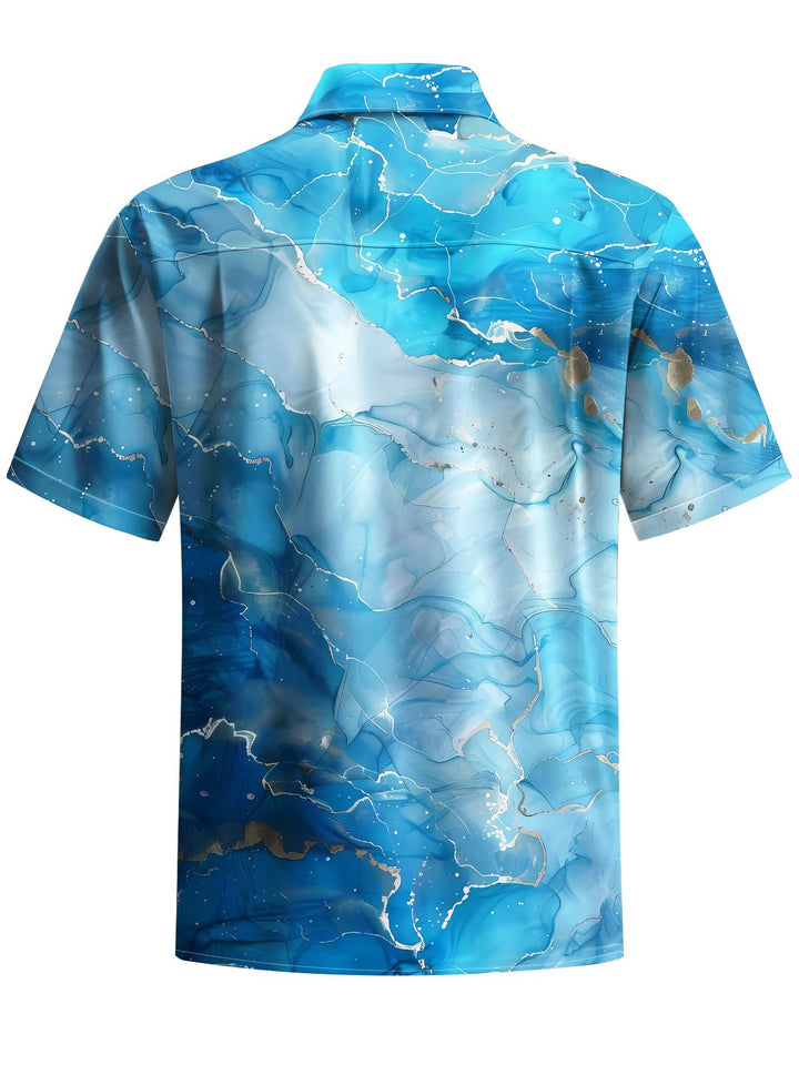 Alohadaddy® Casual Marble Print Chest Pocket Men&