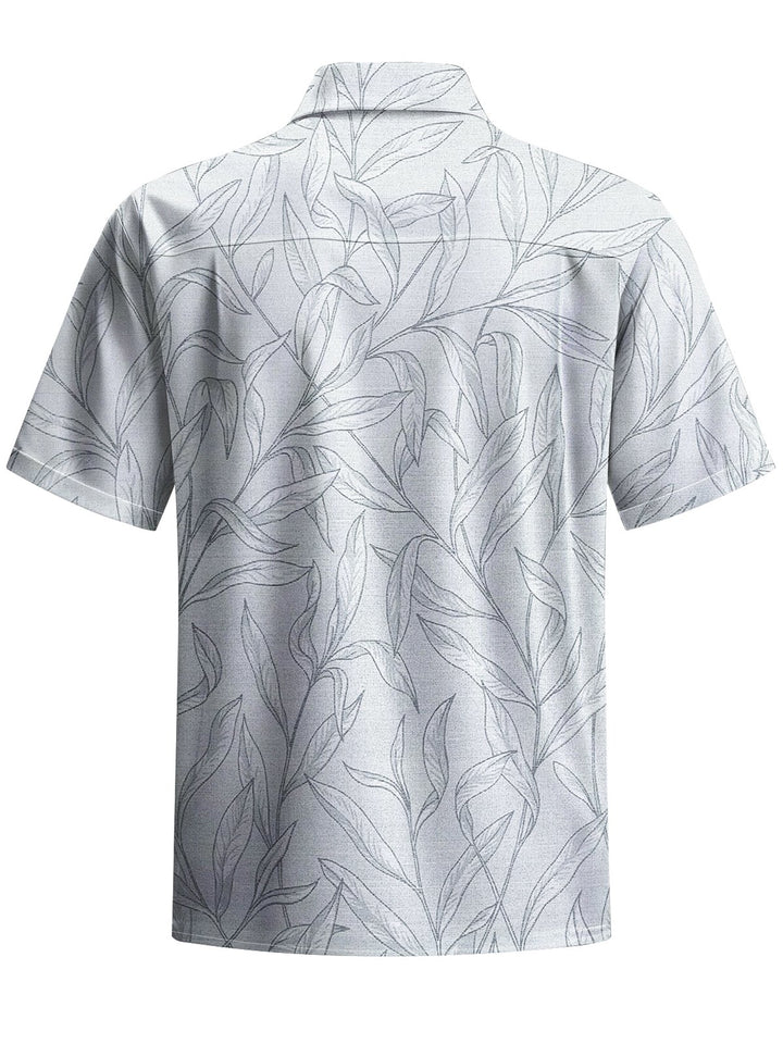 Alohadaddy® Hawaiian Leaves Print Chest Pocket Mens Short Sleeve Shirt Big &amp; Tall