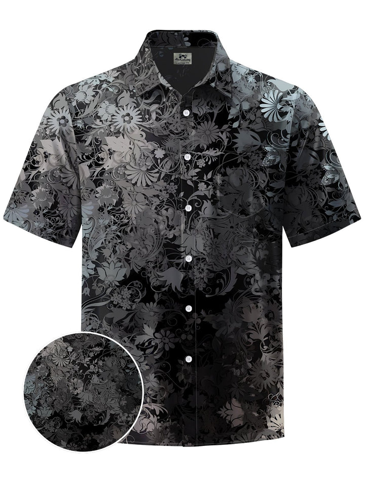 Alohadaddy® Casual Pattern Hidden Pattern Print Art Chest Pocket Men Short Sleeve Shirt Big &amp; Tall