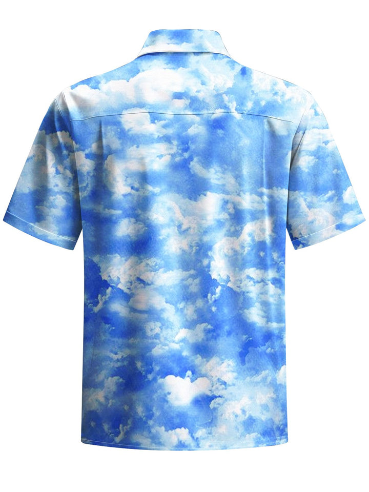 Alohadaddy® Hawaii Sky Art Print Chest Pocket Moisture Wicking Men&
