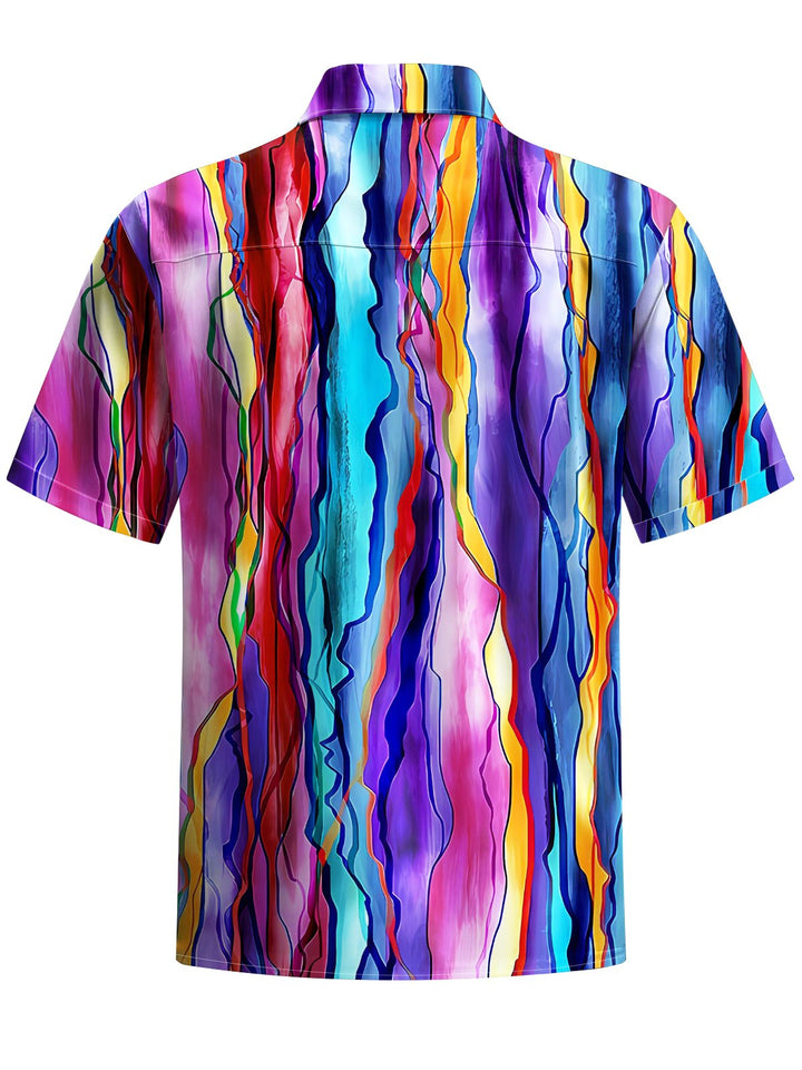 Alohadaddy® Casual Stripes Art Print Moisture Wicking Chest Pocket Mens Short Sleeve Shirt Big &amp; Tall