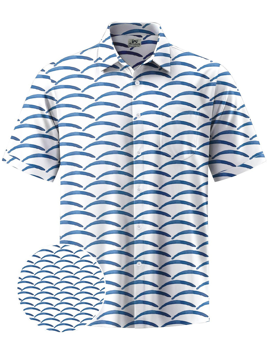 Alohadaddy® Casual Stripe Art Print Chest Pocket Men&