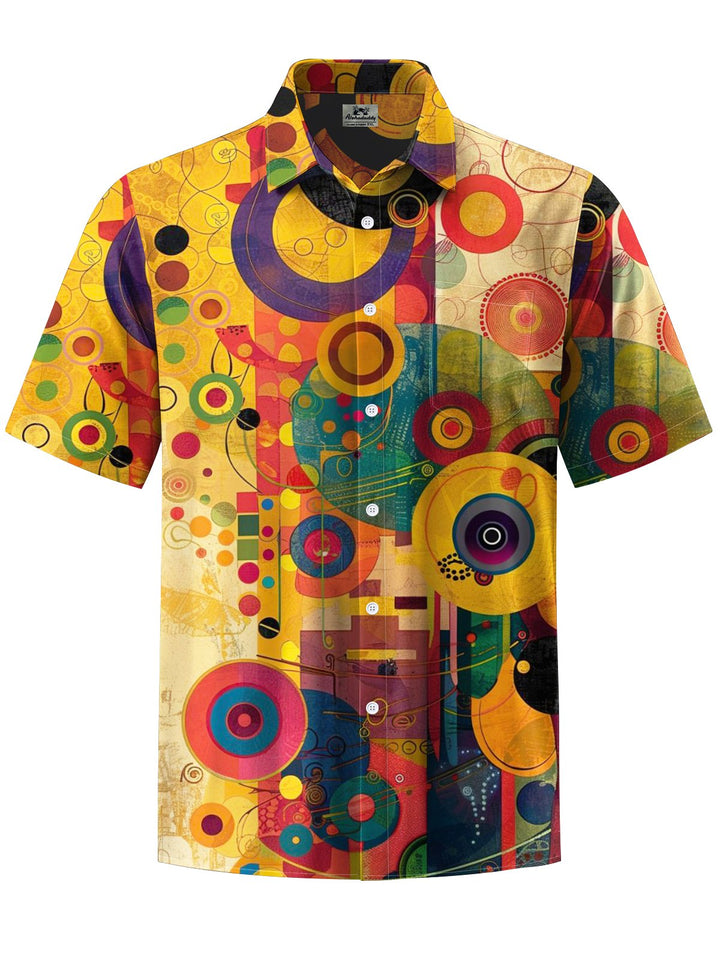 Alohadaddy® Vintage Geometric Art Print Chest Pocket Men&