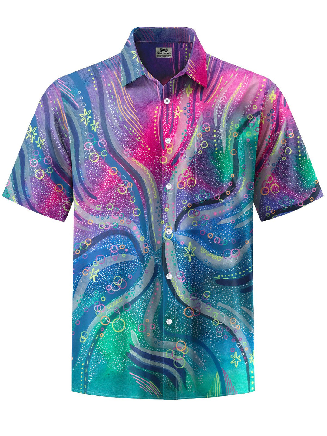 Alohadaddy® Hawaiian Abstract Art Print Chest Pocket Men&