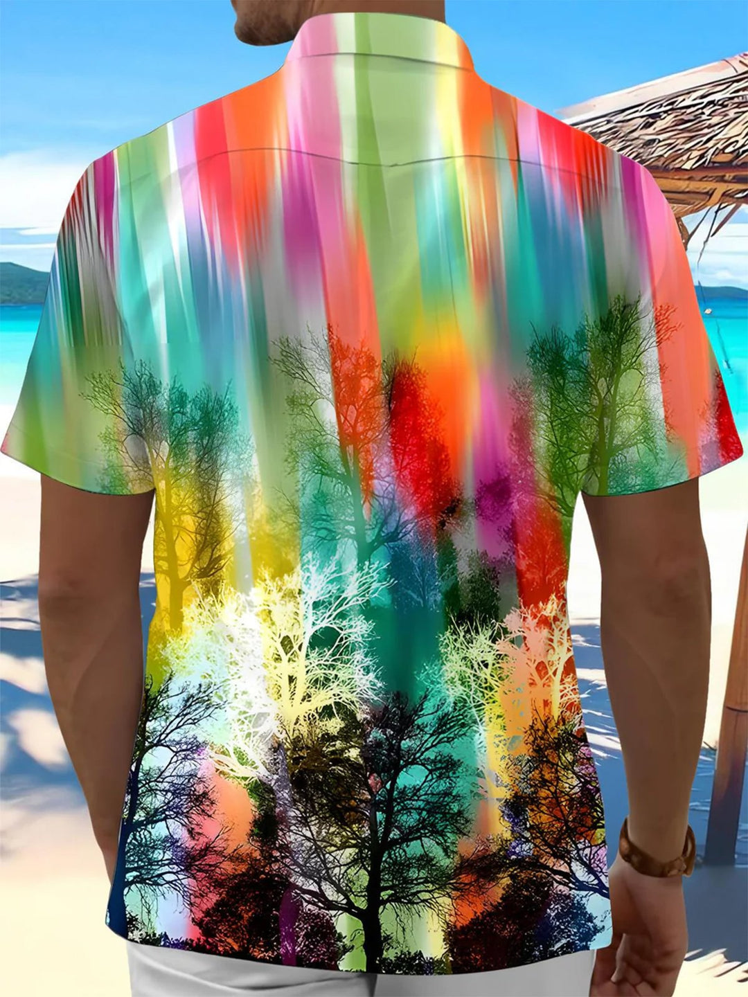 Alohadaddy® Hawaii Tree Art Print Moisture Wicking Mens Short Sleeve Shirt Big &amp; Tall