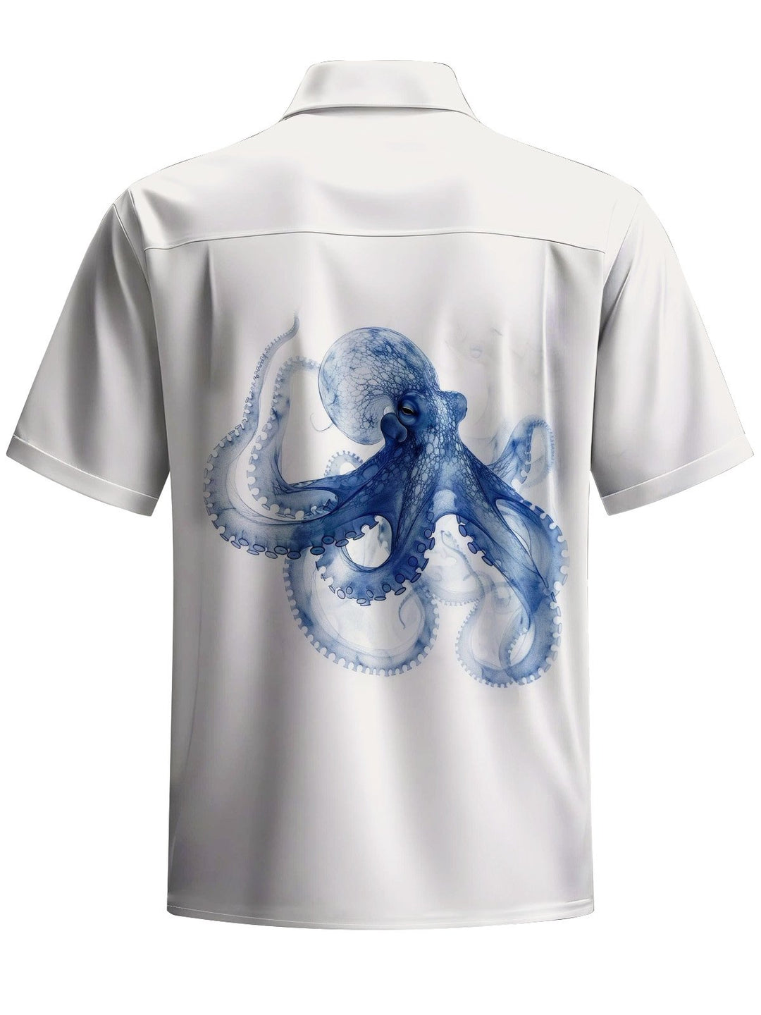 Alohadaddy® Casual Octopus Art Print Chest Pocket Mens Short Sleeve Shirt Big &amp; Tall