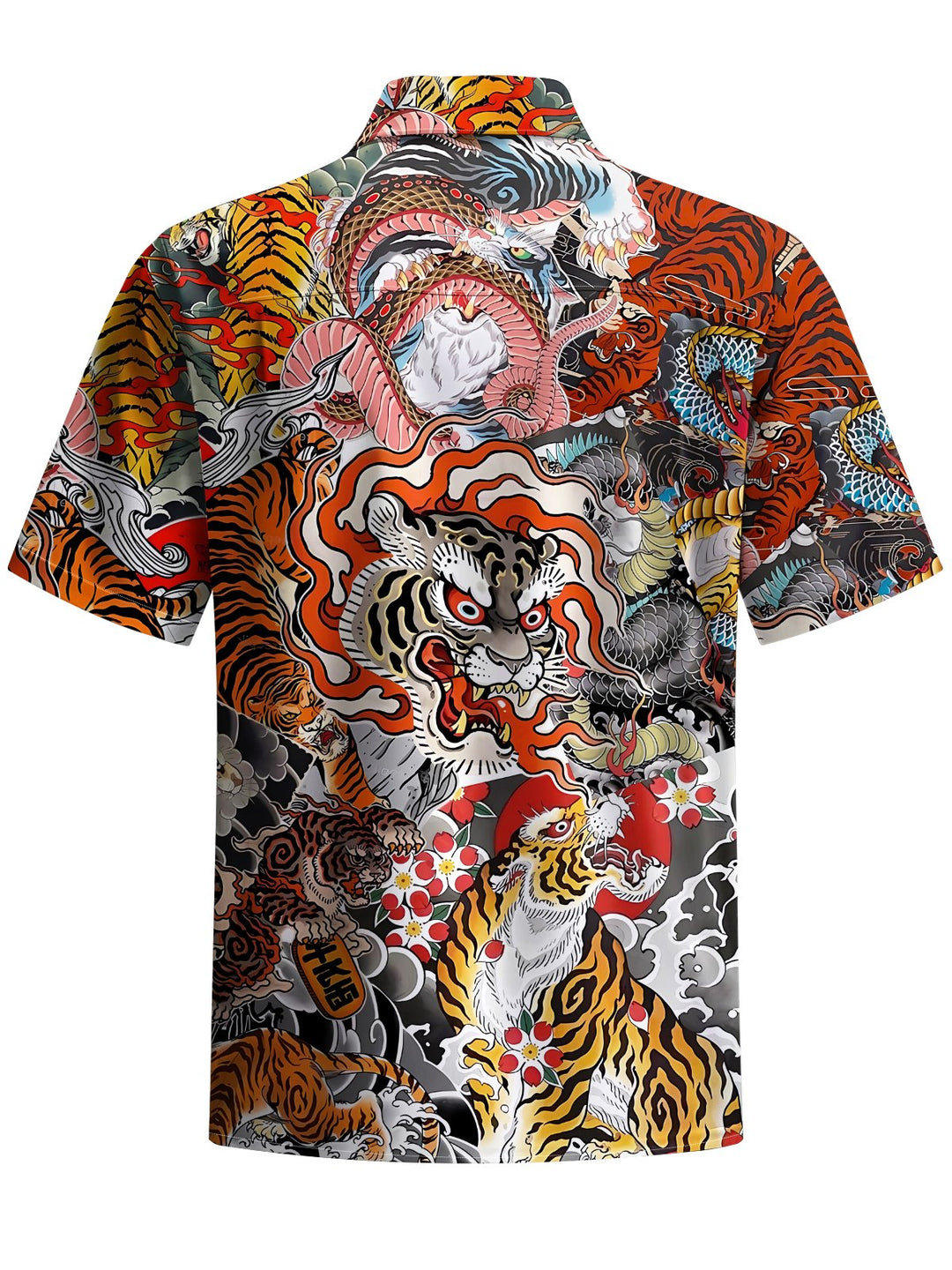 Alohadaddy® Vintage Tiger Art Print Chest Pocket Men&