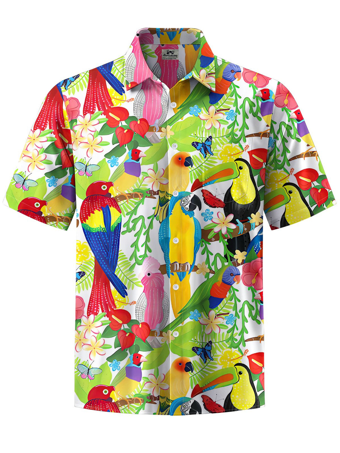 Alohadaddy® Hawaiian Parrot Art Print Chest Pocket Men&