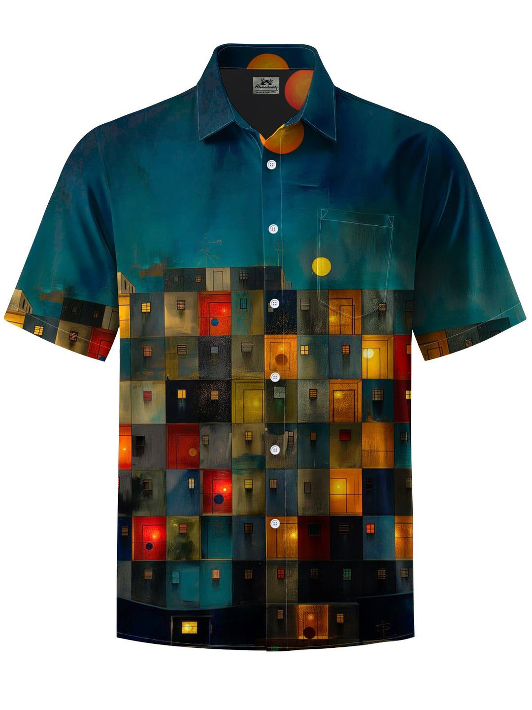 Alohadaddy® Vintage Night Room Art Print Chest Pocket Men&