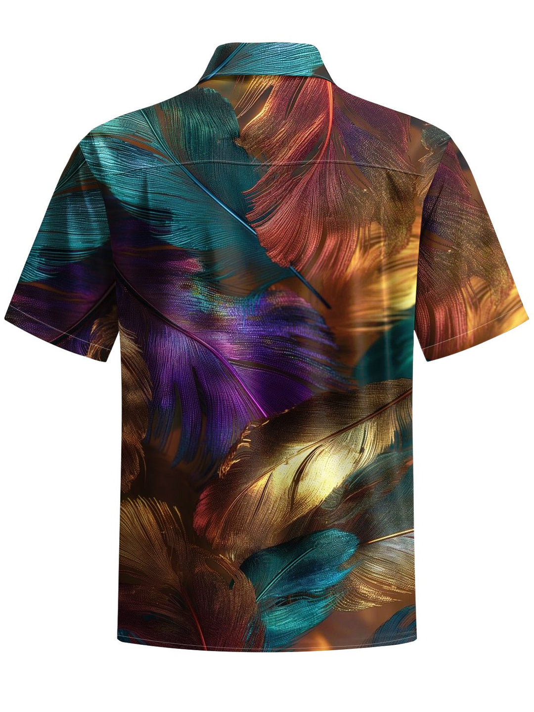 Alohadaddy® Vintage Feather Metallic Art Print Chest Pocket Men&