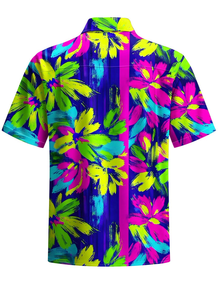 Alohadaddy® Hawaiian Floral Painting Art Print Chest Pocket Men&