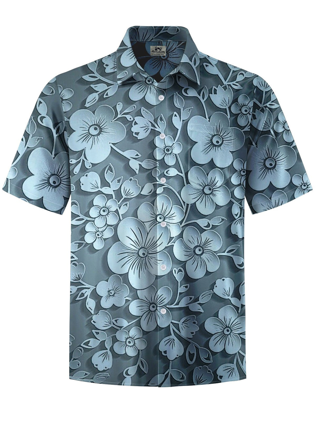 Alohadaddy® Casual Floral Art Print Chest Pocket Men&