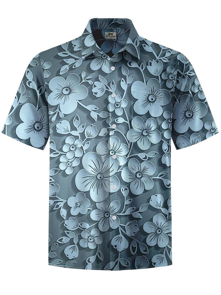 Alohadaddy® Casual Floral Art Print Chest Pocket Men&