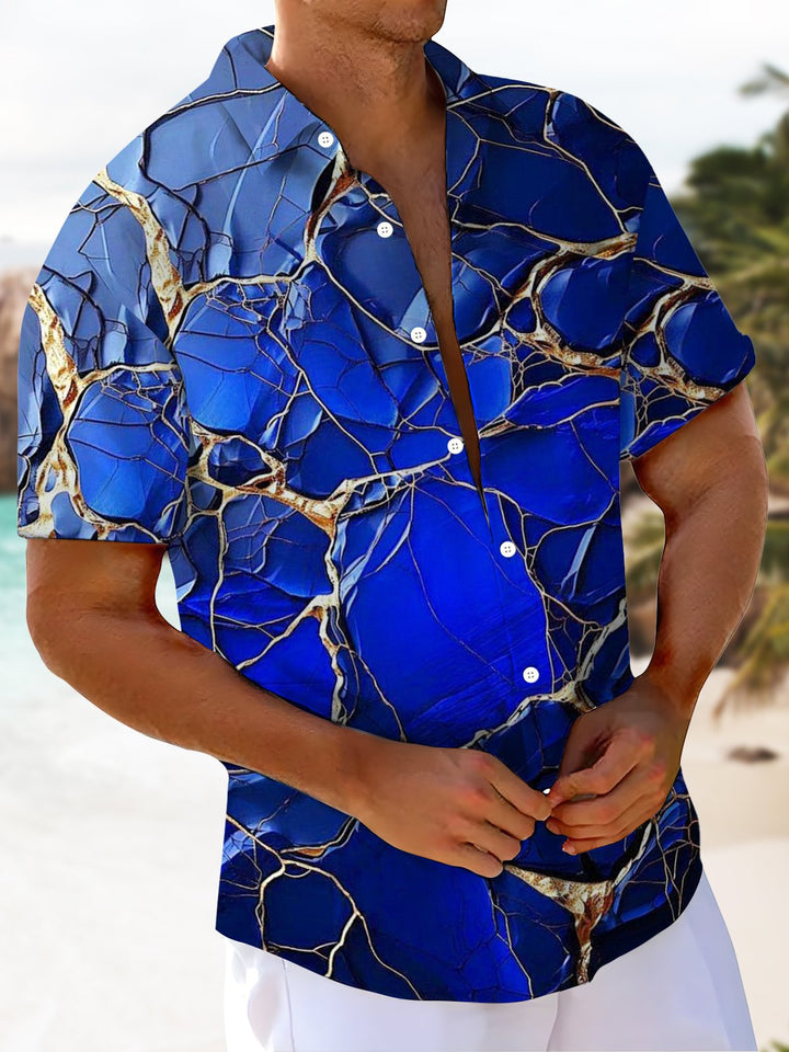 Alohadaddy® Casual Abstract Art Print Chest Pocket Men&