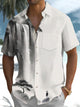 Alohadaddy® Casual Watercolor Landscape Painting Print Art Pocket Stretch Men's Short Sleeve Shirt Big & Tall