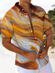 Alohadaddy® Casual Abstract Textured Print Pockets Elastic Button Men's Short Sleeve Shirt Big & Tall