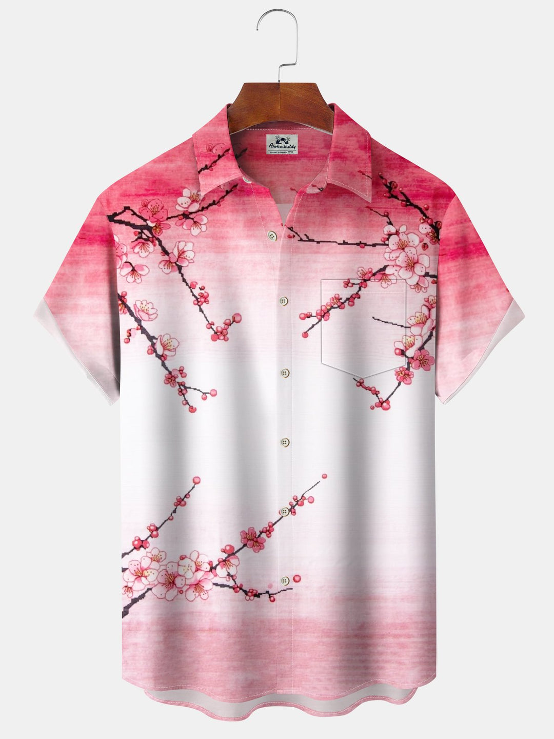 Alohadaddy® Vintage Gradient Cherry Blossom Print Pocket Stretch Men&