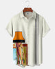 Alohadaddy® Christmas Stripes Leg Lights Print Pocket Elastic Buttons Men's Short Sleeve Shirt Big & Tall