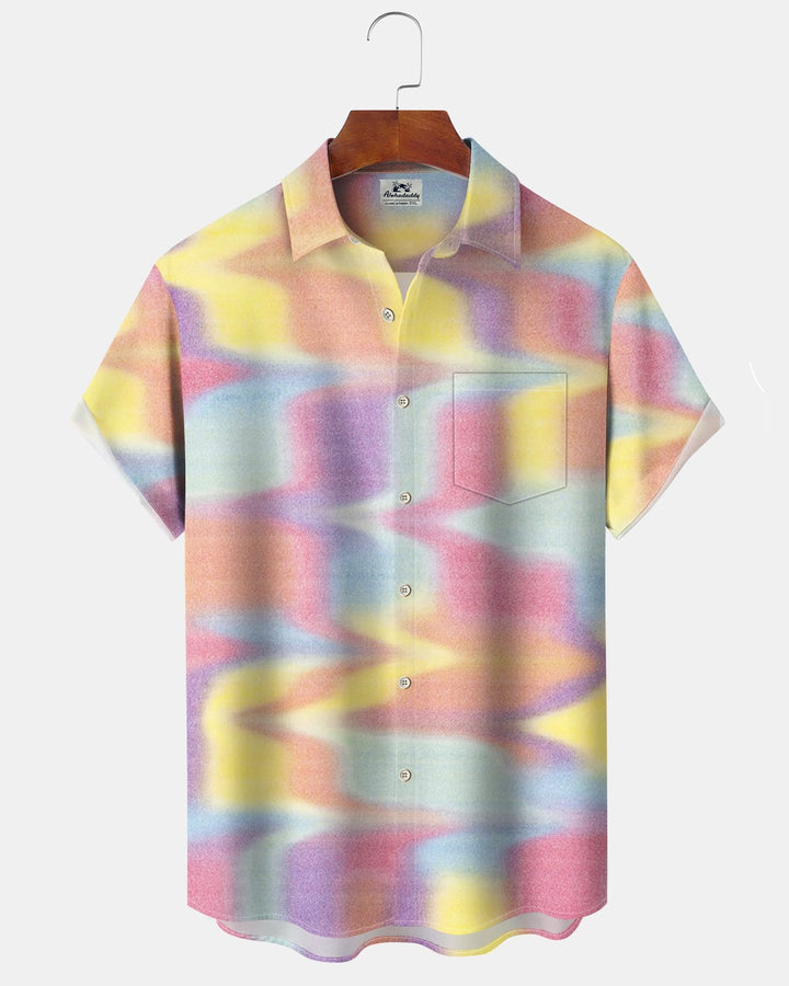 Alohadaddy® Hawaiian Abstract Print Pocket Elastic Button Men&