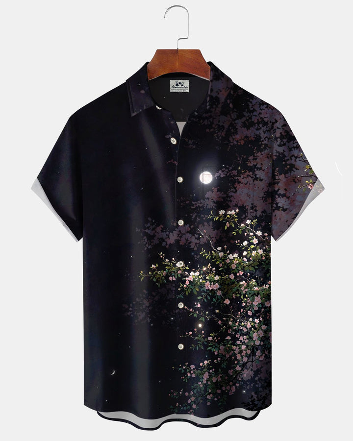 Alohadaddy® Casual Floral Night Sky Print Art Stretch Men&