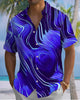 Alohadaddy® Casual Striped Art Print Cardigan with Pockets and Buttons for Men - Short Sleeve Shirt Big & Tall