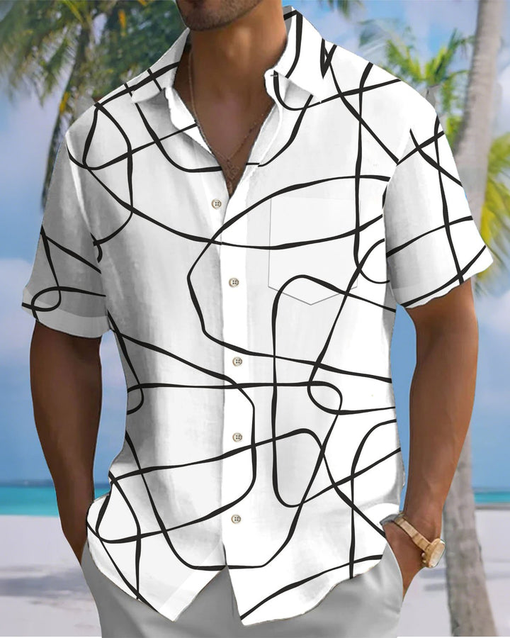 Alohadaddy® Casual Abstract Striped Print Art Button Cardigan Pocket Men&