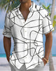 Alohadaddy® Casual Abstract Striped Print Art Button Cardigan Pocket Men's Short Sleeve Shirt Big & Tall