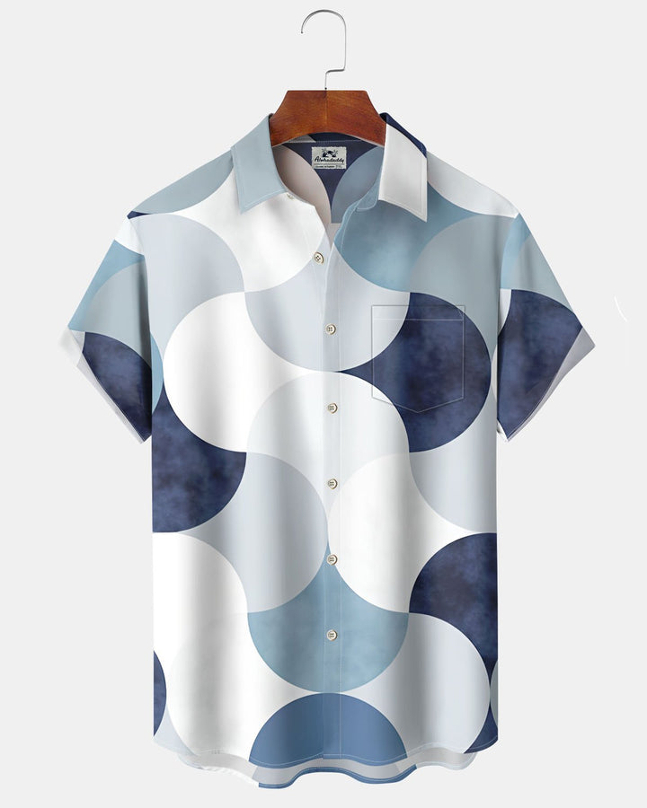 Alohadaddy® Casual Geometric Print Art Button Pocket Cardigan Men&