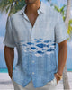 Alohadaddy® Hawaiian Fish Print Art Button Pocket Cardigan Men's Short Sleeve Shirt Big & Tall