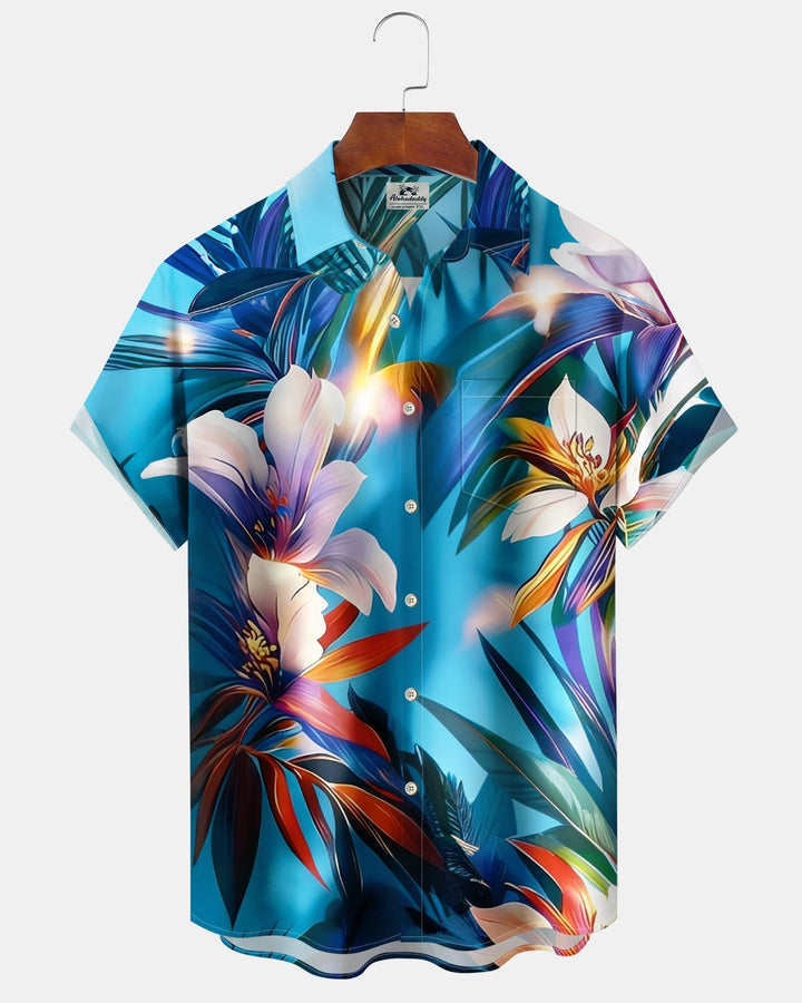 Alohadaddy® Hawaiian Floral Print Art Button Pocket Cardigan Men&