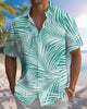 Alohadaddy® Hawaiian Palm Leaf Print Art Button Pocket Cardigan Men's Short Sleeve Shirt Big & Tall
