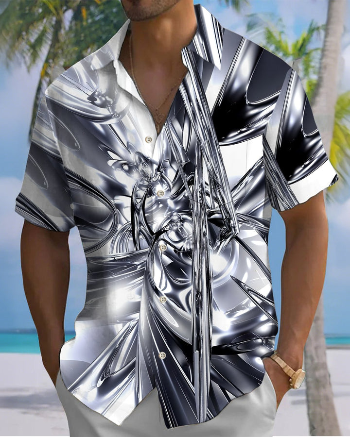 Alohadaddy® Casual Abstract Print Art Button Pocket Cardigan Men&