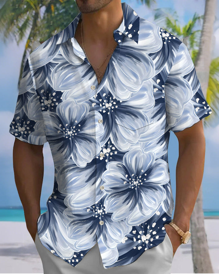 Alohadaddy® Hawaiian Floral Print Art Button Pocket Cardigan Men&